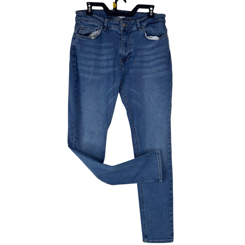 Legend London Jeans Mens 34x32 Slim Fit Blue Denim Pants Casual Classic Wash